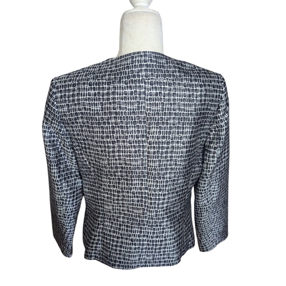 Vtg 90s Talbots Black/ White Blazer Silk Wool Blend Classic Structured Sz 12 - Picture 3 of 10